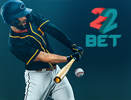 22BET のロゴと野球のシーン