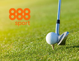 888sport ロゴとゴルフボールとゴルフクラブ