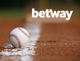 betway のロゴと野球のシーン