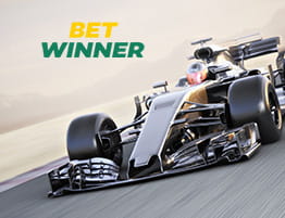 BetWinner ロゴと F1 カー