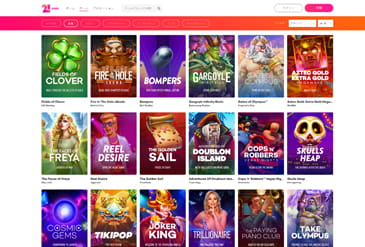 21.com のゲームセレクション