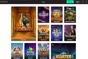 Dunderのゲームセレクション