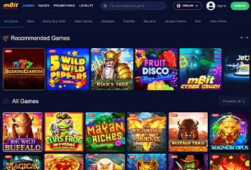 mBitcasinoのゲームセレクション
