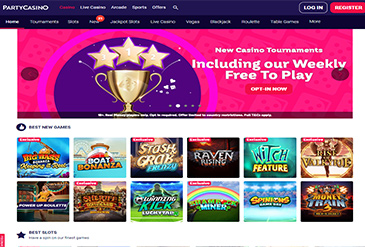 Party Casinoのホームページ画像